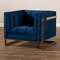 Baxton Studio Ambra Blue Velvet Upholstered and Tufted Armchair with Gold-Tone Frame 156-8868 - alternate 6